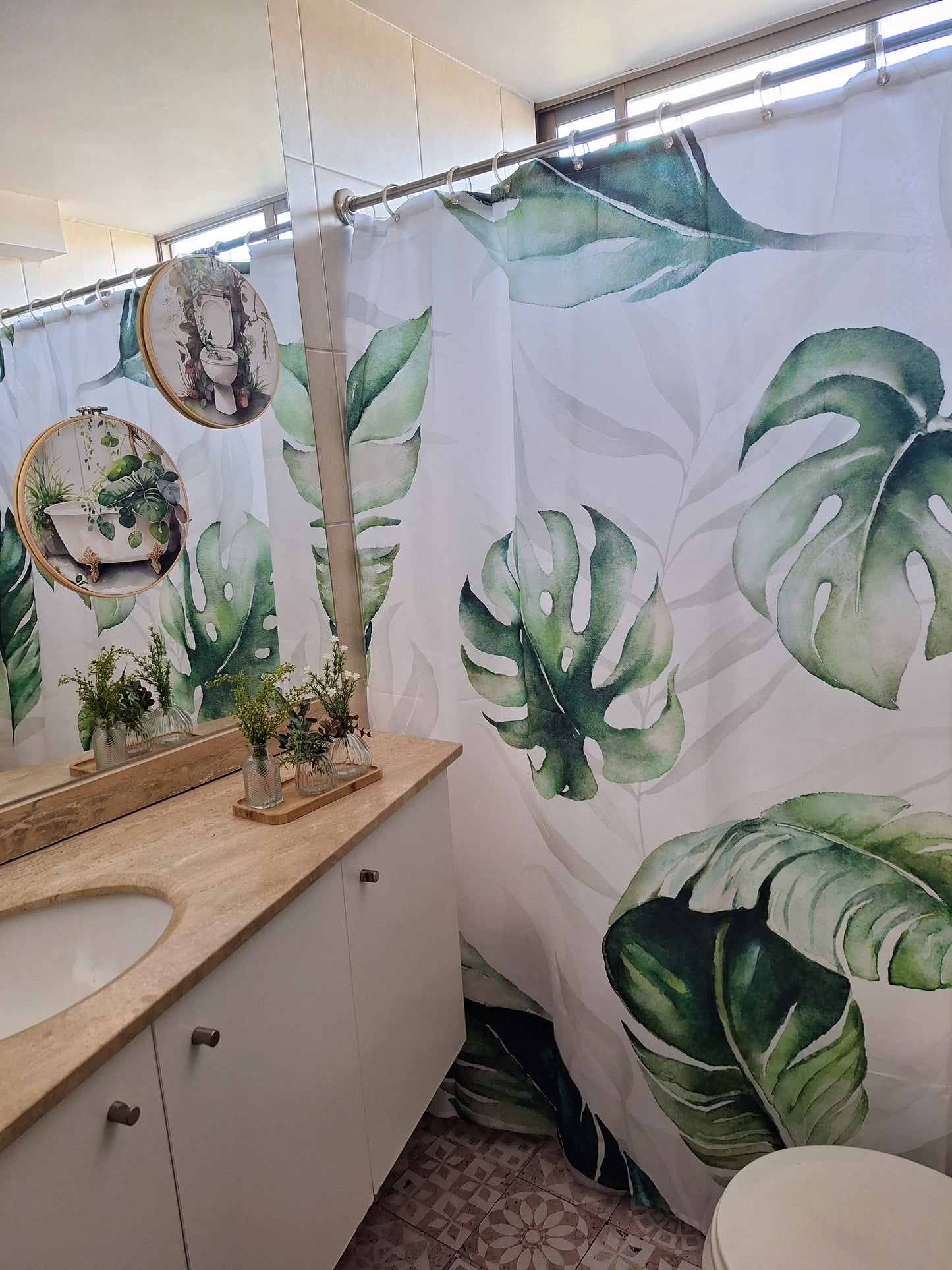 Cortina de baño Monstera